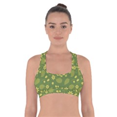 Folk Flowers Pattern Floral Surface Design  Cross Back Sports Bra by Eskimos