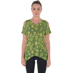 Folk Flowers Pattern Floral Surface Design  Cut Out Side Drop Tee by Eskimos