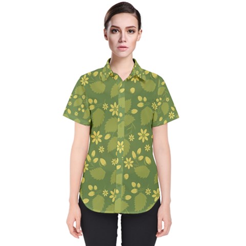 Folk Flowers Pattern Floral Surface Design  Women s Short Sleeve Shirt by Eskimos