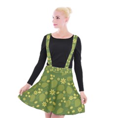 Folk Flowers Pattern Floral Surface Design  Suspender Skater Skirt by Eskimos