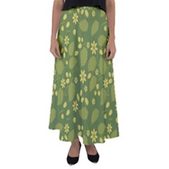 Folk Flowers Pattern Floral Surface Design  Flared Maxi Skirt by Eskimos