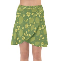 Folk Flowers Pattern Floral Surface Design  Wrap Front Skirt