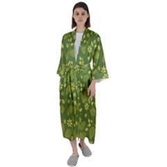 Folk Flowers Pattern Floral Surface Design  Maxi Satin Kimono by Eskimos