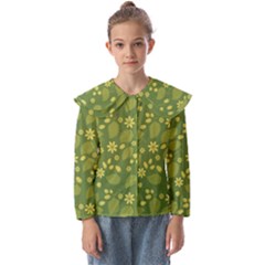 Folk Flowers Pattern Floral Surface Design  Kids  Peter Pan Collar Blouse