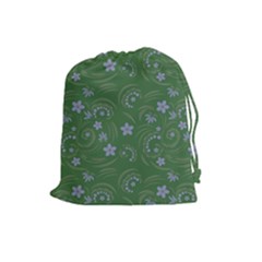 Folk Flowers Pattern Floral Surface Design Drawstring Pouch (large) by Eskimos