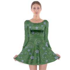 Folk Flowers Pattern Floral Surface Design Long Sleeve Skater Dress by Eskimos