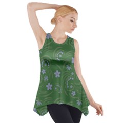 Folk Flowers Pattern Floral Surface Design Side Drop Tank Tunic by Eskimos