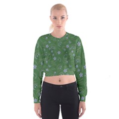 Folk Flowers Pattern Floral Surface Design Cropped Sweatshirt by Eskimos