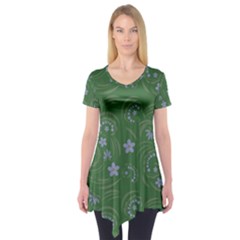 Folk Flowers Pattern Floral Surface Design Short Sleeve Tunic  by Eskimos