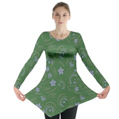 Folk Flowers Pattern Floral Surface Design Long Sleeve Tunic  by Eskimos