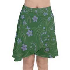 Folk Flowers Pattern Floral Surface Design Chiffon Wrap Front Skirt by Eskimos