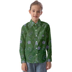 Folk Flowers Pattern Floral Surface Design Kids  Long Sleeve Shirt by Eskimos