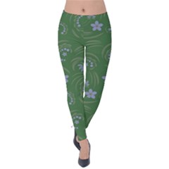 Folk Flowers Pattern Floral Surface Design Velvet Leggings by Eskimos