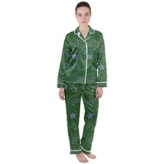 Folk Flowers Pattern Floral Surface Design Satin Long Sleeve Pajamas Set by Eskimos