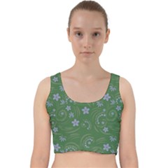 Folk Flowers Pattern Floral Surface Design Velvet Racer Back Crop Top by Eskimos