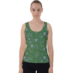 Folk Flowers Pattern Floral Surface Design Velvet Tank Top by Eskimos