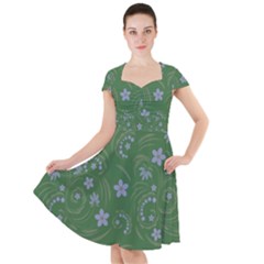 Folk Flowers Pattern Floral Surface Design Cap Sleeve Midi Dress by Eskimos