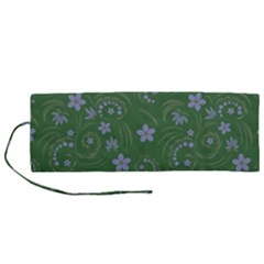 Folk Flowers Pattern Floral Surface Design Roll Up Canvas Pencil Holder (m) by Eskimos