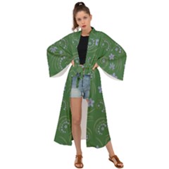 Folk Flowers Pattern Floral Surface Design Maxi Kimono by Eskimos