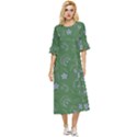 Folk flowers pattern Floral surface design Double Cuff Midi Dress View1