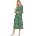 Folk flowers pattern Floral surface design Double Cuff Midi Dress View2