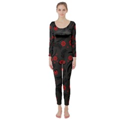 Folk Flowers Pattern Floral Surface Design Long Sleeve Catsuit by Eskimos