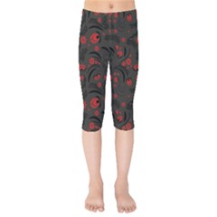 Folk Flowers Pattern Floral Surface Design Kids  Capri Leggings  by Eskimos