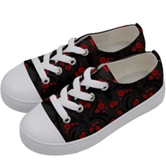 Folk Flowers Pattern Floral Surface Design Kids  Low Top Canvas Sneakers by Eskimos