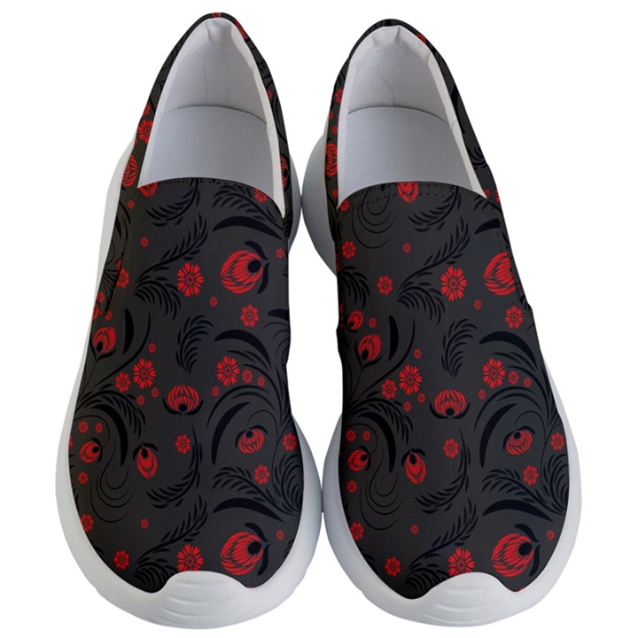 Folk flowers pattern Floral surface design Women s Lightweight Slip Ons