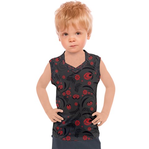 Folk Flowers Pattern Floral Surface Design Kids  Sport Tank Top by Eskimos