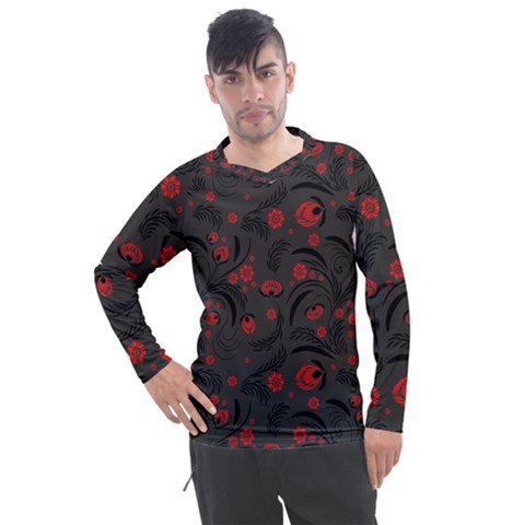 Folk Flowers Pattern Floral Surface Design Men s Pique Long Sleeve Tee by Eskimos