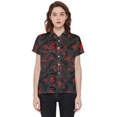 Folk Flowers Pattern Floral Surface Design Short Sleeve Pocket Shirt