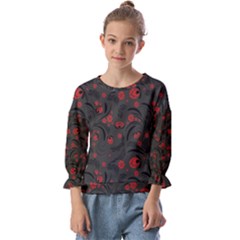 Folk Flowers Pattern Floral Surface Design Kids  Cuff Sleeve Top