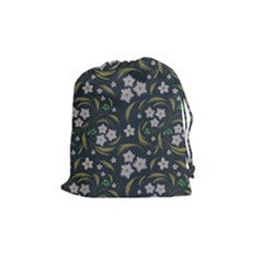 Folk Flowers Pattern Floral Surface Design Drawstring Pouch (medium) by Eskimos