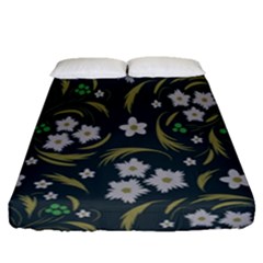 Folk Flowers Pattern Floral Surface Design Fitted Sheet (queen Size) by Eskimos