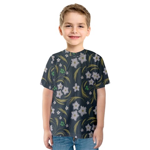 Folk Flowers Pattern Floral Surface Design Kids  Sport Mesh Tee by Eskimos