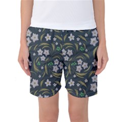 Folk Flowers Pattern Floral Surface Design Women s Basketball Shorts by Eskimos