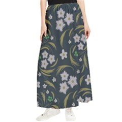 Folk Flowers Pattern Floral Surface Design Maxi Chiffon Skirt