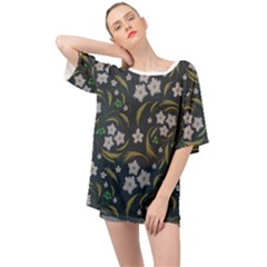 Folk Flowers Pattern Floral Surface Design Oversized Chiffon Top by Eskimos