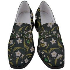 Folk Flowers Pattern Floral Surface Design Women s Chunky Heel Loafers by Eskimos