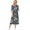 Folk flowers pattern Floral surface design Bow Sleeve Chiffon Midi Dress View1