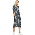 Folk flowers pattern Floral surface design Bow Sleeve Chiffon Midi Dress View3