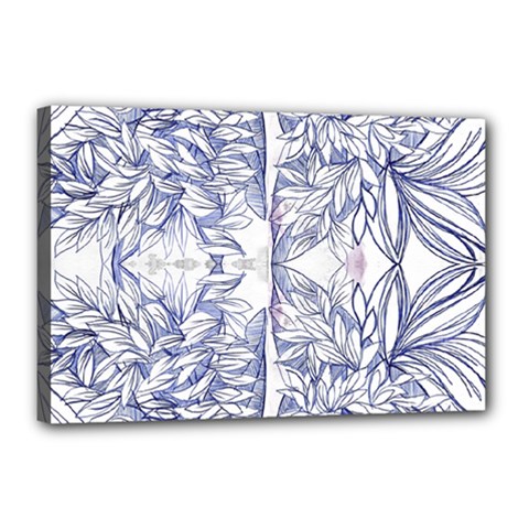 Blue Biro Ornate Canvas 18  X 12  (stretched) by kaleidomarblingart