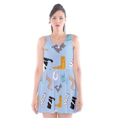 Unusual And Funny Tetris Cats Scoop Neck Skater Dress by SychEva