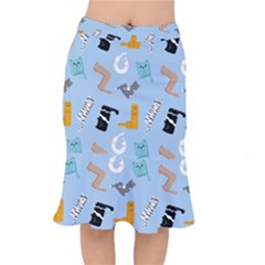 Unusual And Funny Tetris Cats Short Mermaid Skirt by SychEva