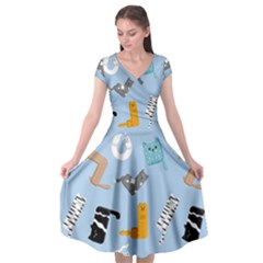 Unusual And Funny Tetris Cats Cap Sleeve Wrap Front Dress by SychEva