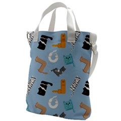 Unusual And Funny Tetris Cats Canvas Messenger Bag by SychEva