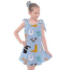 Unusual And Funny Tetris Cats Kids  Tie Up Tunic Dress