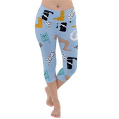 Unusual And Funny Tetris Cats Lightweight Velour Capri Yoga Leggings by SychEva