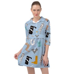 Unusual And Funny Tetris Cats Mini Skater Shirt Dress by SychEva